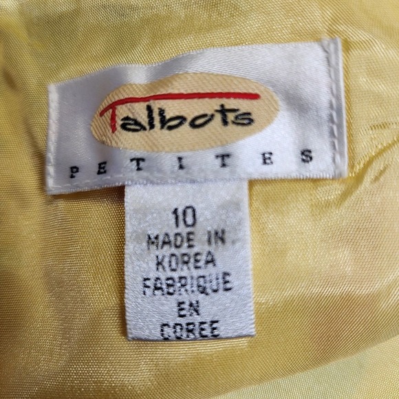 Talbots Petites Tropical Palm Print Womens Sheath Dress 10P Yellow Vintage Beach - Picture 3 of 8